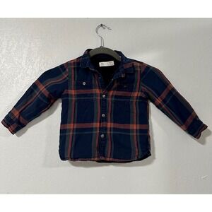 Zara Baby Collection Boys Plaid Flannel Lined Shirt Jacket Size 18-24 Months